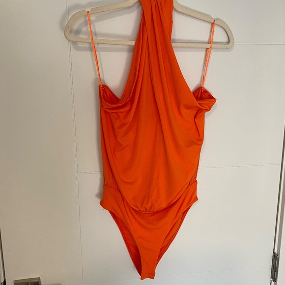 Zara Orange Halter Neck Bodysuit | Twist Tank Top - Picture 4 of 7